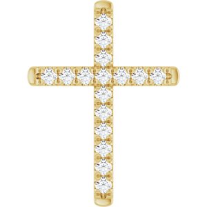 14K Yellow 1/2 CTW Natural Diamond French-Set Cross Pendant-Natural Diamond-2Mm :: 1/2 Ctw