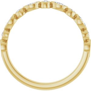 14K Yellow 1/5 CTW Natural Diamond Anniversary Band 5 round full cut, 6 faceted marquis stones bezel set-Marquise