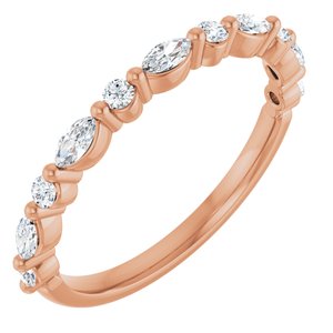 14K Rose 1/3 CTW Natural Diamond Anniversary Band-Marquise