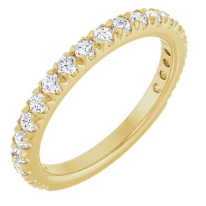 14K Yellow 5/8 CTW Natural Diamond French-Set Anniversary Band-Round