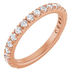 14K Rose 5/8 CTW Natural Diamond French-Set Anniversary Band-Round