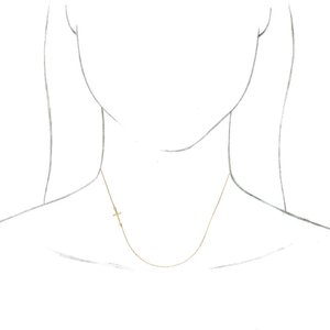 10K Yellow Off-Center Sideways Cross 16" Necklace-16 In-Polished