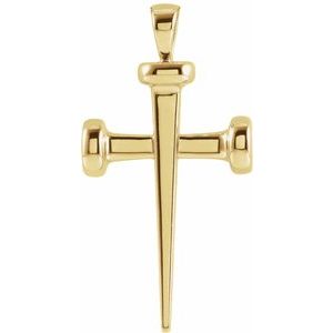 14K Yellow 	28x14.71 mm Nail Cross Pendant-Polished