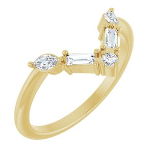 14K Yellow 1/4 CTW Natural Diamond V Ring-Marquise