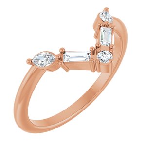 14K Rose 1/4 CTW Natural Diamond V Ring-Marquise