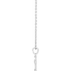 14K White 1/10 CTW Natural Diamond Cross 16-18" Necklace-Natural Diamond-4 X 1.5 X 1Mm :: 1/10 Ctw