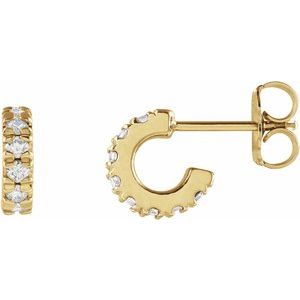 14K Yellow 1/4 CTW Lab-Grown Diamond French-Set Huggie Hoop Earrings-Round-8 Mm