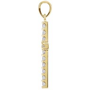 14K Yellow 1 CTW Lab-Grown Diamond Cross Pendant-Lab-Grown Diamond-2.5Mm :: 1 Ctw