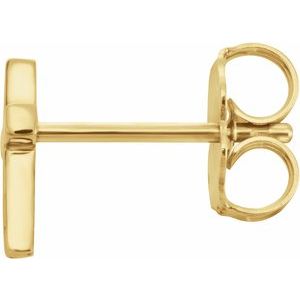 14K Yellow 6 mm Cross Single Earring-Friction Back Included-Polished