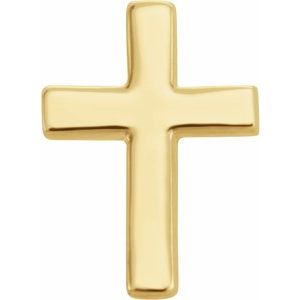 14K Yellow 6 mm Cross Single Earring-Friction Back Included-Polished