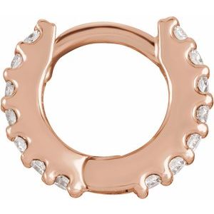 14K Rose 1/8 CTW Natural Diamond 10.32 mm Hoop Earring-Round-10.32 Mm