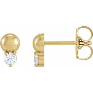 14K Yellow 1/8 CTW Natural Diamond Bead Earrings-2.5 Mm-14K Yellow