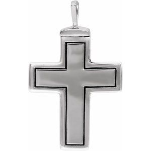 10K White 26x16.5 mm Cross Ash Holder Pendant-Polished-Plain Cross Ash Holder Pendant
