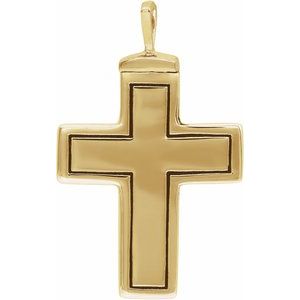 10K Yellow 26x16.5 mm Cross Ash Holder Pendant-Polished-Mens Cross Ash Holder Pendant