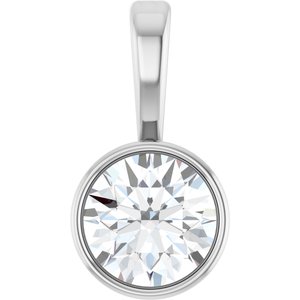 14K White 1/4 CT Lab-Grown Diamond Bezel-Set Solitaire Pendant-Lab-Grown Diamond-4Mm :: 1/4 Ct