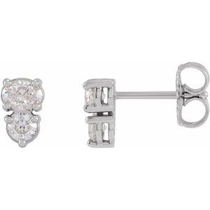 14K White 1/2 CTW Lab-Grown Diamond Two-Stone Earrings-4 X 3 Mm-14K White