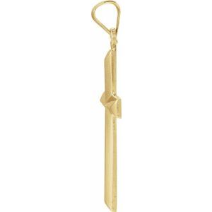 14K Yellow 27.7x16.4 mm Cross Pendant-Polished
