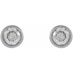 14K White 1/8 CTW Lab-Grown Diamond Micro Bezel-Set Earrings-2.5 Mm-14K White