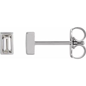 14K White 1/8 CTW Natural Diamond Bezel-Set Earrings-Pair-3.5 X 1.75Mm :: 1/8 Ctw
