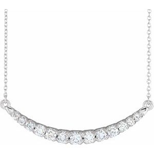 14K White 3/4 CTW Lab-Grown Diamond French-Set Bar 18" Necklace-Lab-Grown Diamond-3Mm :: 3/4 Ctw