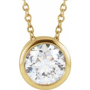 14K Yellow 3/4 CT Lab-Grown Diamond Solitaire 16-18" Necklace-Lab-Grown Diamond-5.7Mm :: 3/4 Ct