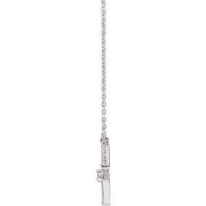 14K White .06 CT Natural Diamond Sideways Cross 18" Necklace-Natural Diamond-2.5Mm :: 0.06 Ct