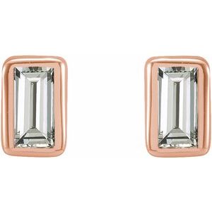 14K Rose .07 CTW Natural Diamond Bezel-Set Earrings-Pair-2.5 X 1.5Mm :: 0.07 Ctw