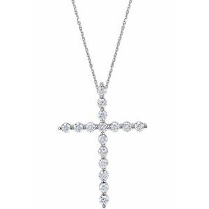 14K White 1/4 CTW Natural Diamond Cross 18" Necklace-Natural Diamond-1.7Mm :: 1/4 Ctw