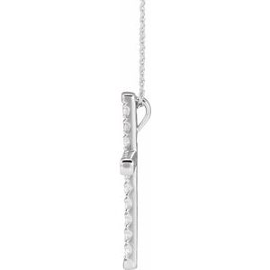 14K White 3/4 CTW Lab-Grown Diamond French-Set Cross 16-18" Necklace-Lab-Grown Diamond-2.4Mm :: 3/4 Ctw