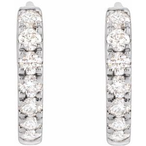14K White 1/5 CTW Lab-Grown Diamond 10 mm Hoop Earrings-Round-10 Mm
