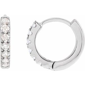14K White 1/5 CTW Lab-Grown Diamond 10 mm Hoop Earrings-Round-10 Mm