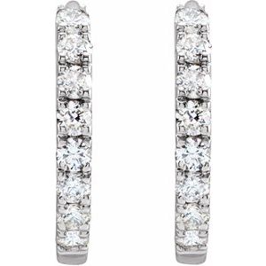 14K White 1/5 CTW Lab-Grown Diamond 12 mm Hoop Earrings-Round-12 Mm