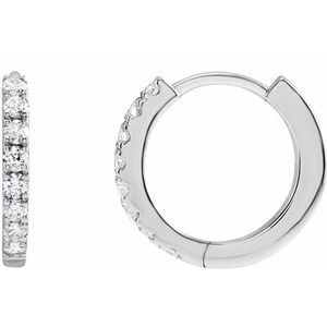 14K White 1/5 CTW Lab-Grown Diamond 12 mm Hoop Earrings-Round-12 Mm