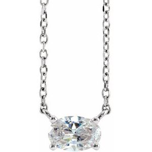 14K White 1/4 CTW Lab-Grown Diamond Solitaire 16-18" Necklace-Lab-Grown Diamond-5 X 3.5Mm :: 1/4 Ct