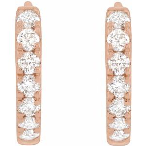14K Rose 1/5 CTW Lab-Grown Diamond 10 mm Hoop Earrings-Round-10 Mm