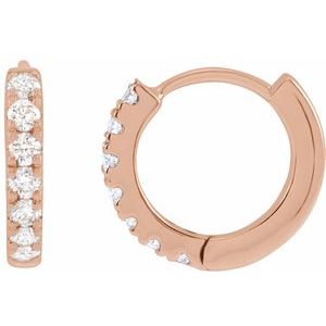 14K Rose 1/5 CTW Lab-Grown Diamond 10 mm Hoop Earrings-Round-10 Mm