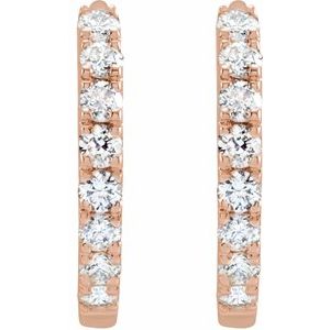 14K Rose 1/5 CTW Lab-Grown Diamond 12 mm Hoop Earrings-Round-12 Mm