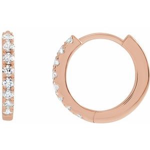 14K Rose 1/5 CTW Lab-Grown Diamond 12 mm Hoop Earrings-Round-12 Mm