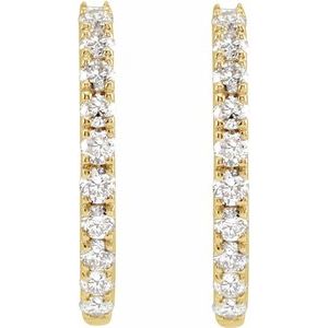 14K Yellow 1/4 CTW Lab-Grown Diamond 14 mm Hoop Earrings-Round-14 Mm