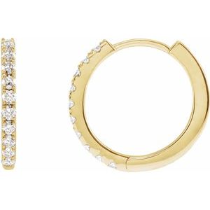 14K Yellow 1/4 CTW Lab-Grown Diamond 14 mm Hoop Earrings-Round-14 Mm