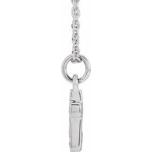 14K White .04 CTW Natural Diamond Youth Cross 15" Necklace-Natural Diamond-1.2Mm :: 0.04 Ctw