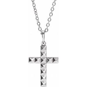 Sterling Silver Pyramid Cross 20" Necklace-20 In-Polished