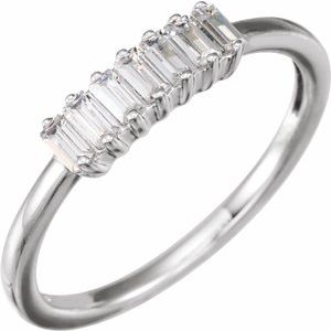 14K White 1/3 CTW Lab-Grown Diamond Ring-Straight Baguette-3 X 1.5 Mm