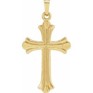14K Yellow 33.8x17.7 mm Hollow Cross Pendant-Polished