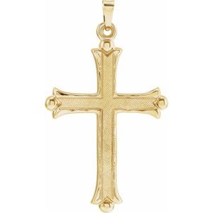 14K Yellow 33x23.5 mm Hollow Cross Pendant-Polished