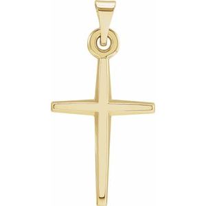 14K Yellow 23.38x11.75 mm Cross Pendant-Polished