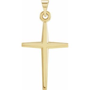 14K Yellow 27.8x15 mm Cross Pendant-Polished