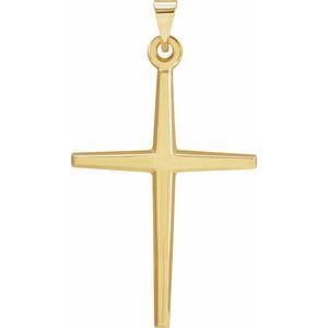 14K Yellow 32.5x18 mm Cross Pendant-Polished