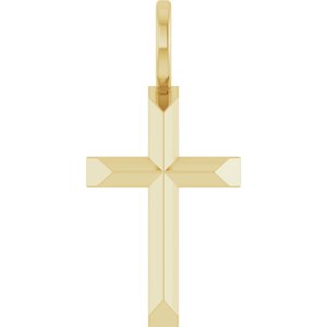 18K Yellow Gold-Plated Sterling Silver Knife-Edge Cross 16-18" Necklace-16-18 In-Polished