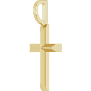 14K Yellow Knife-Edge Cross 16-18" Necklace-16-18 In-Polished